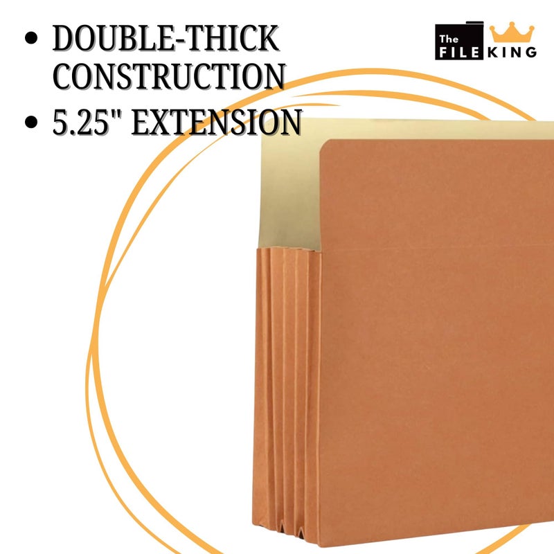 The File King Expanding Accordion File Folder - Legal Size | Box of 10 Redropes | 5.25â€ Expansion | Store and Organize Papers | Keep Records in One Place | Save Time Searching - Image 4
